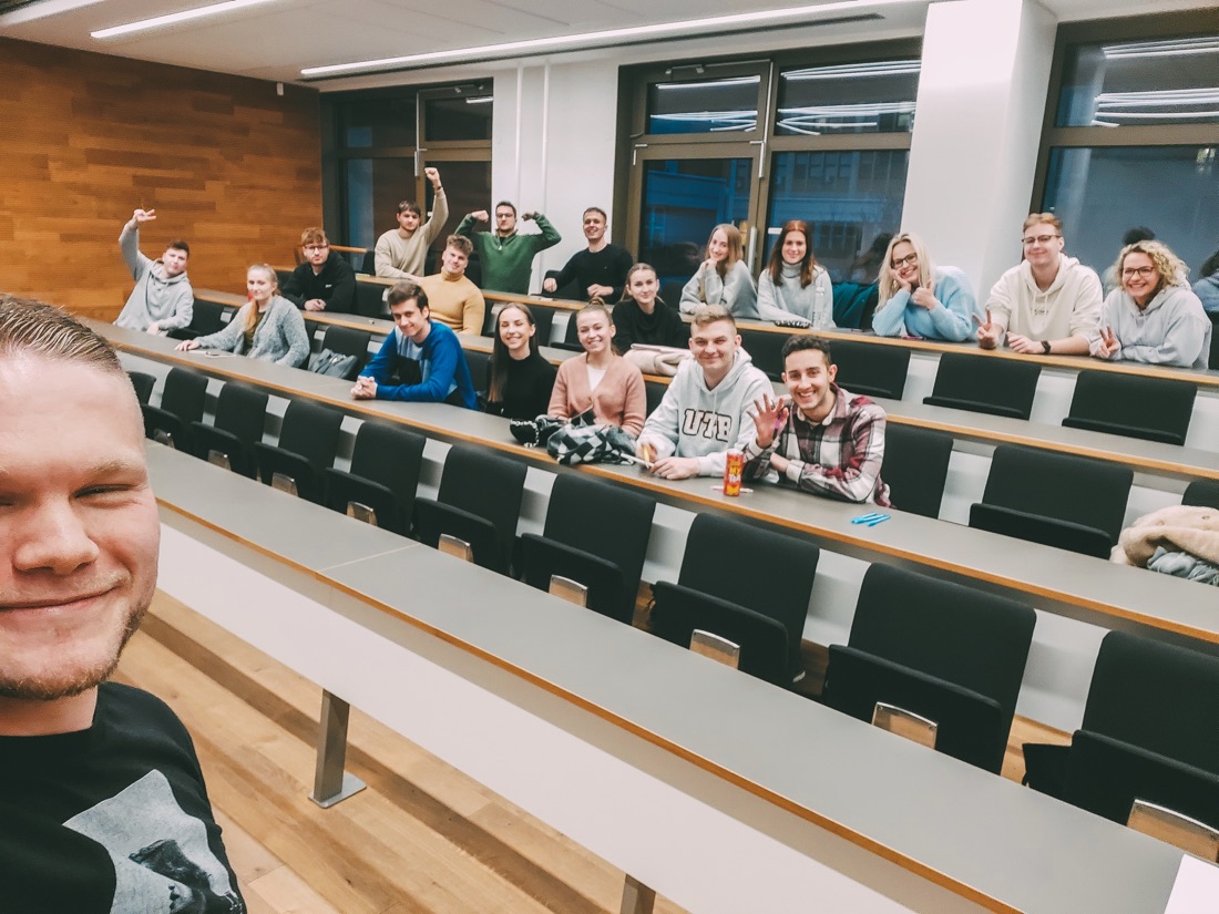 Selfie z přednášky ve výuce na UTB